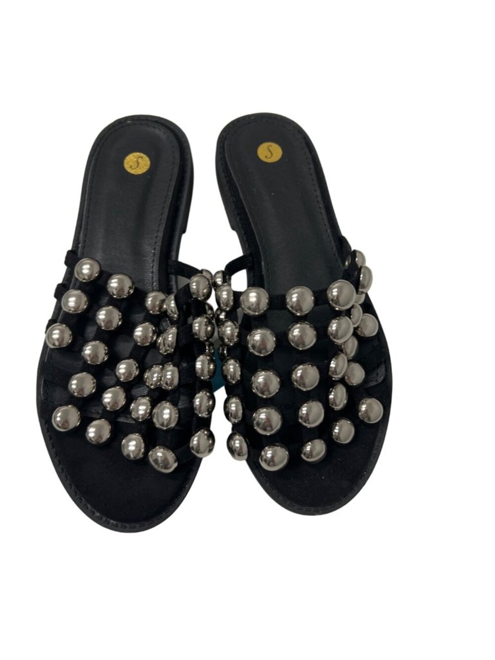 Beaded Black Suede Slide Sandals UK Size 4